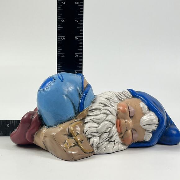 1970's Ceramic Sleeping Garden Gnome Hand Painted Elf Yard Decor Nun Monestary - Picture 9 of 10
